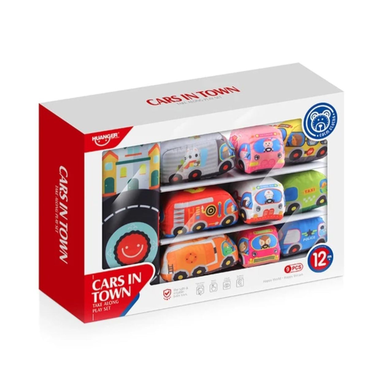 HUANGER - Set Autos Tela Suave Peluche Sonajero Estimulación Bebe