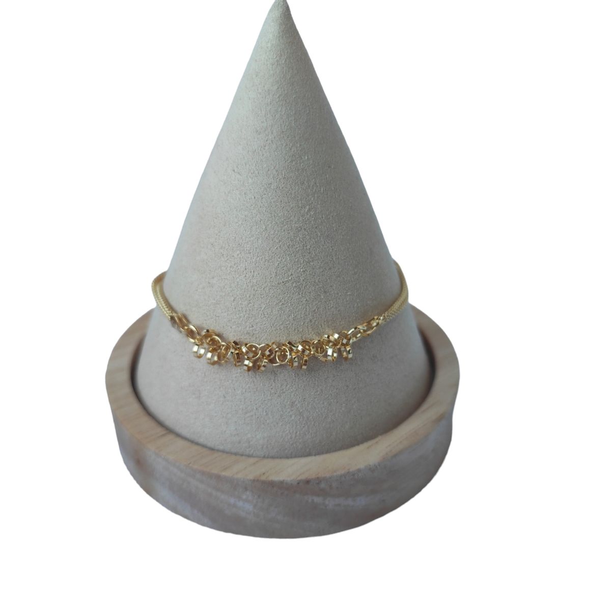 GENERICO - Pulsera espuma doble circulos de plata 925 bañada en oro de 18 k