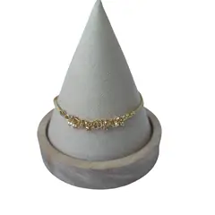 GENERICO - Pulsera espuma doble circulos de plata 925 bañada en oro de 18 k