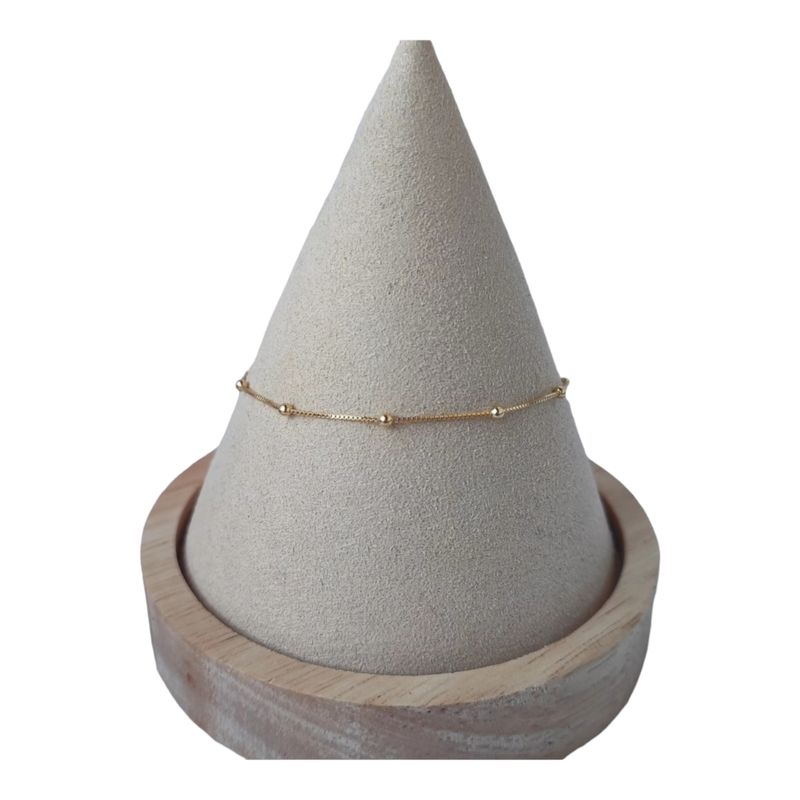GENERICO - Pulsera veneciana con esferas de plata 925 bañado en oro de 18 k