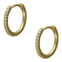GENERICO - Aro argollas huggie circones 12 mm de plata 925 bañado en oro de 18 k