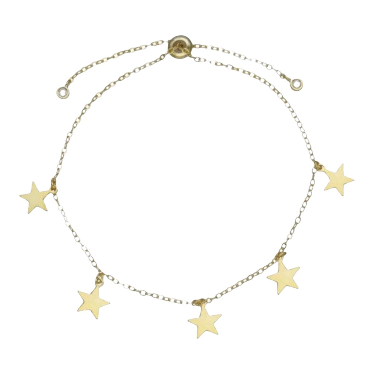 GENERICO - Pulsera ajustable estrellas circones de plata 925 bañada en oro 18 k