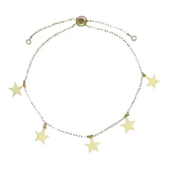 GENERICO - Pulsera ajustable estrellas circones de plata 925 bañada en oro 18 k