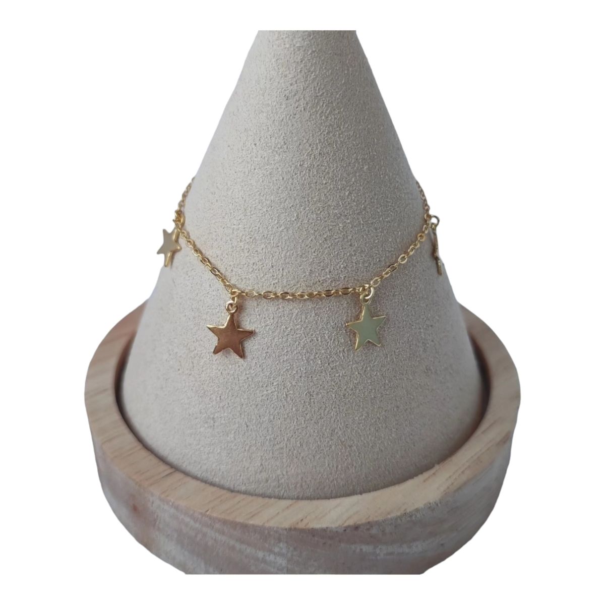 GENERICO - Pulsera ajustable estrellas circones de plata 925 bañada en oro 18 k