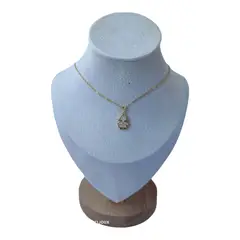 GENERICO - Collar niña circones de plata 925 bañada en oro de 18 k