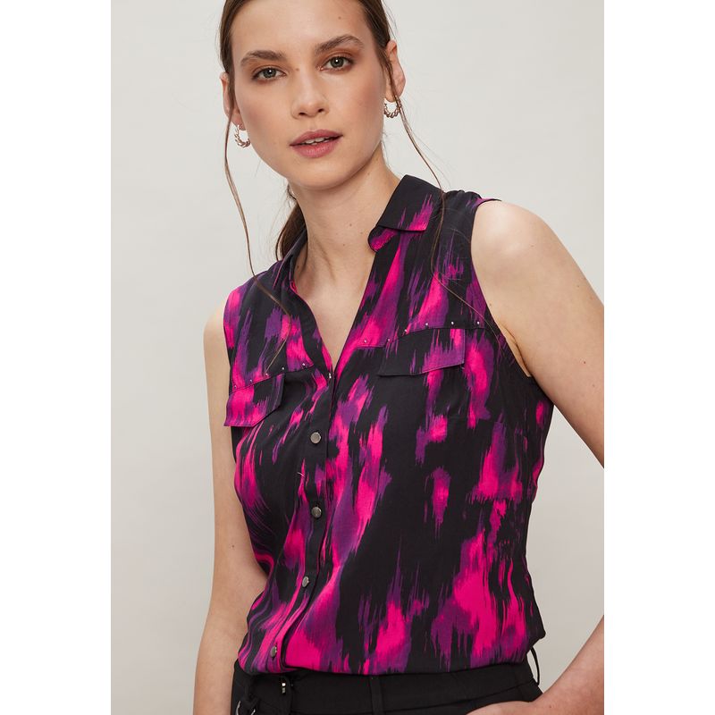 ASH - Blusa Sin Mangas Negro Mujer Ash