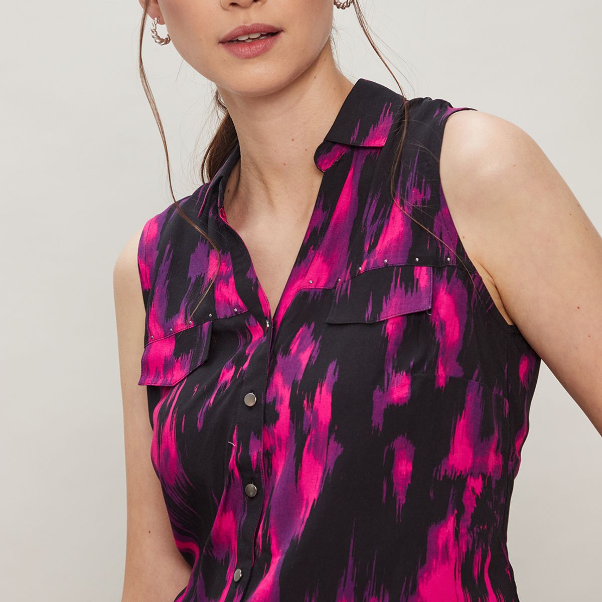 ASH - Blusa Sin Mangas Negro Mujer Ash