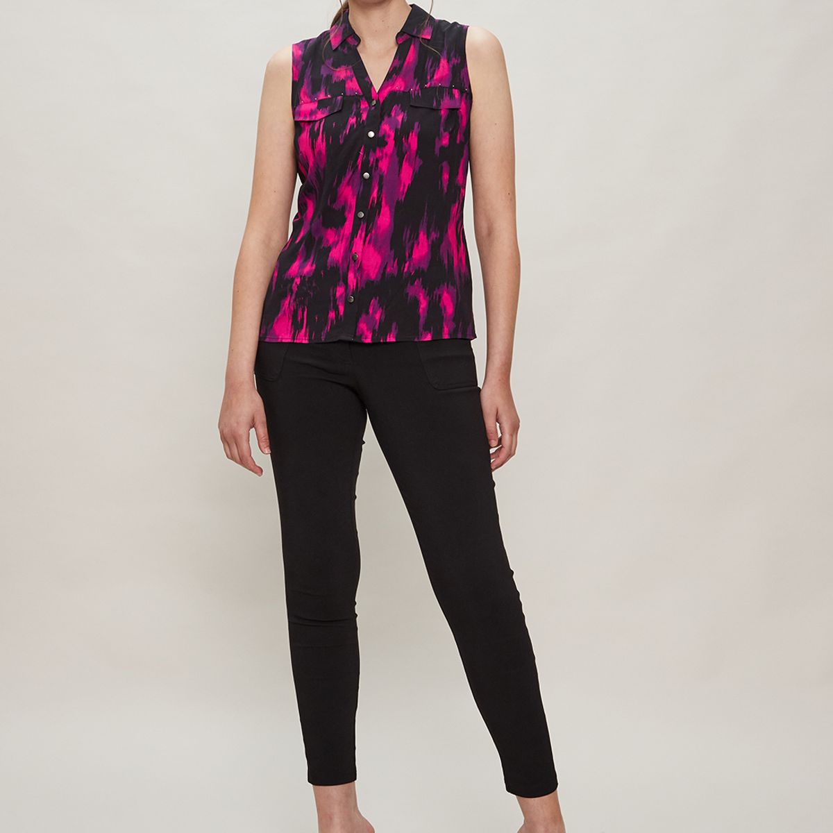 ASH - Blusa Sin Mangas Negro Mujer Ash