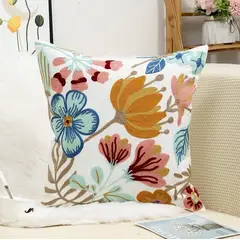 GENERICO - FUNDA BORDADA 45 CM X 45 CM FLOR HIBISCUS BLANCO