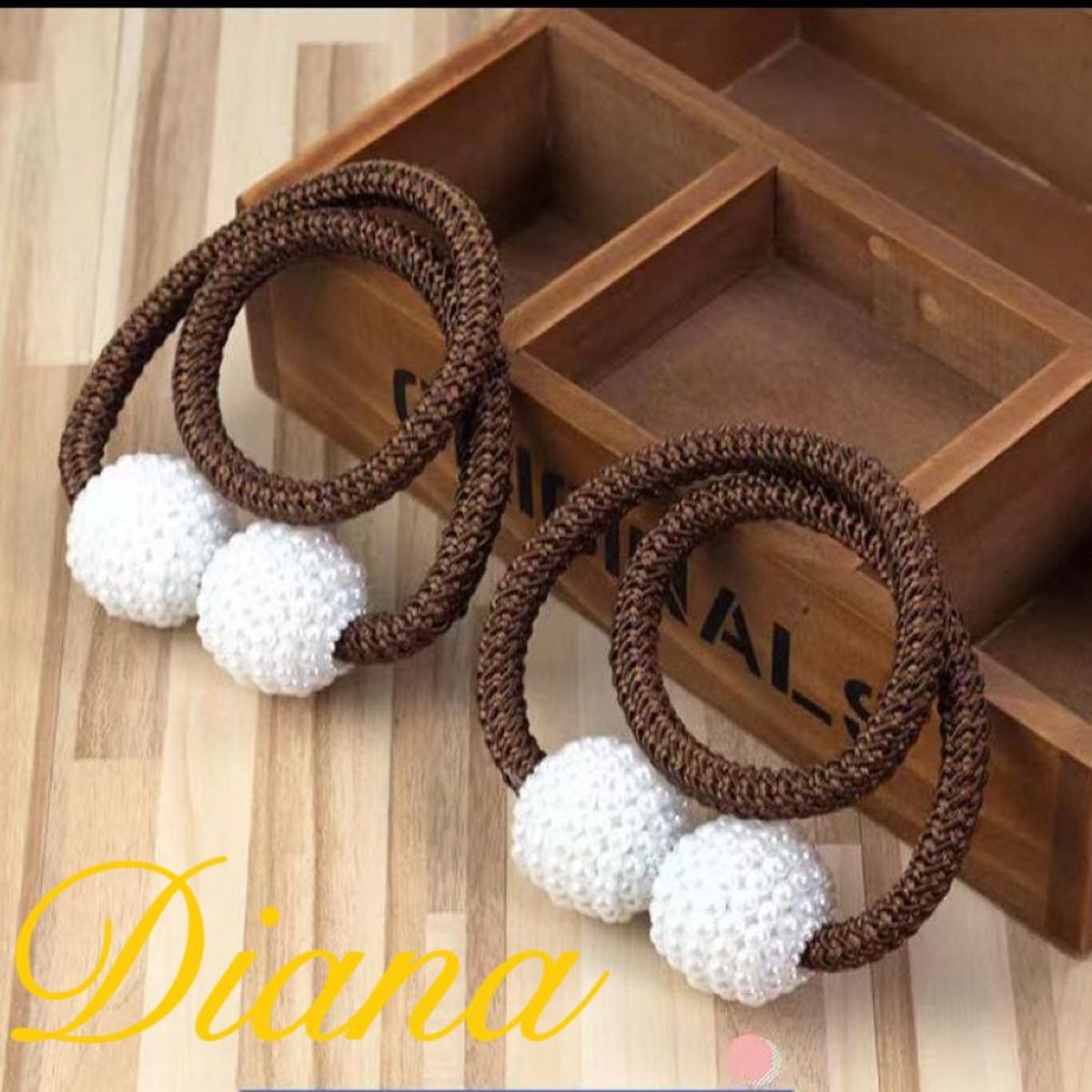 DIANA - sujetadores de cortinas 2 unidades unicolor CAFE borla IMANTADA