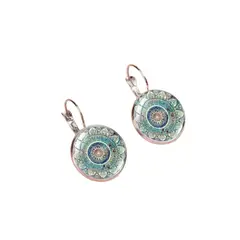 GENERICO - Pendientes con estampado de flor con diseño de redondo