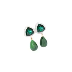 GENERICO - Pendientes vintage de resina verde piedra preciosa de lágrima