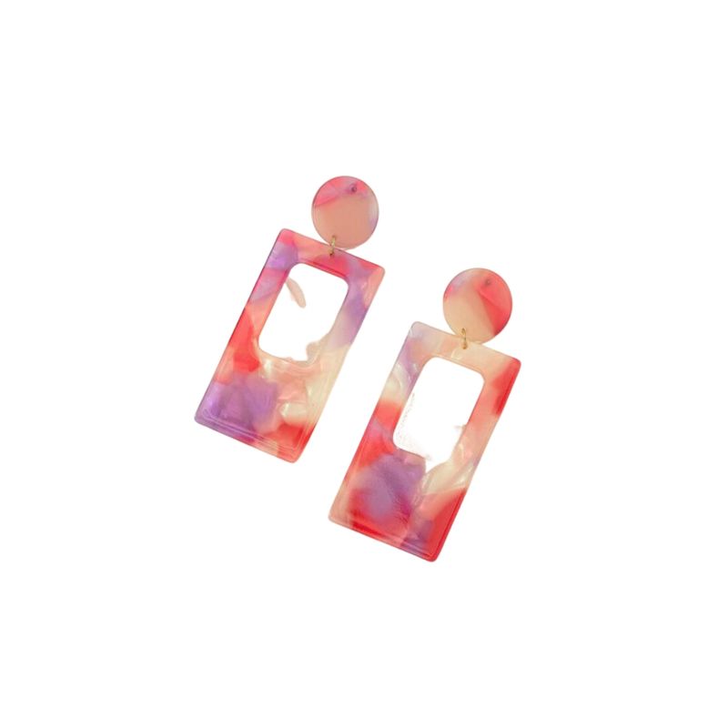 GENERICO - Pendientes largos geométricos tonos rosados