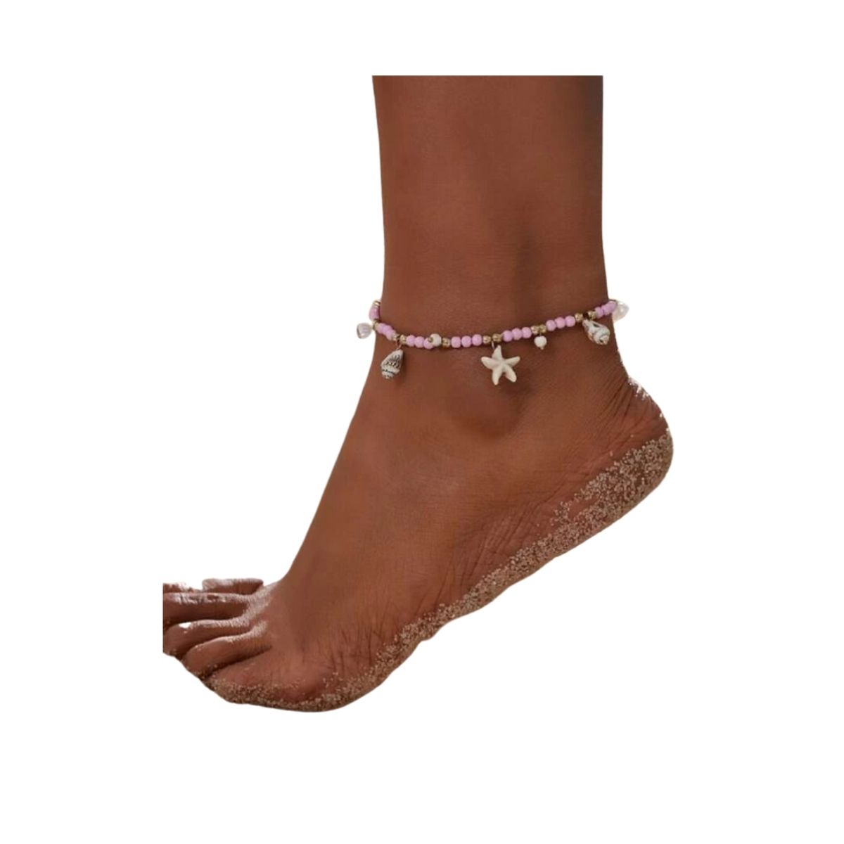 GENERICO - Pulsera tobillera con cuenta estrella de mar y con diseño de concha