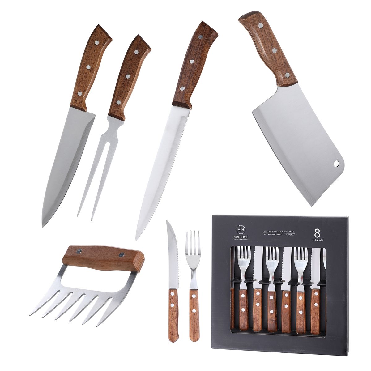 ARTHOME - Set Parrilla 13 Piezas Acero Inoxidable Arthome PAR22