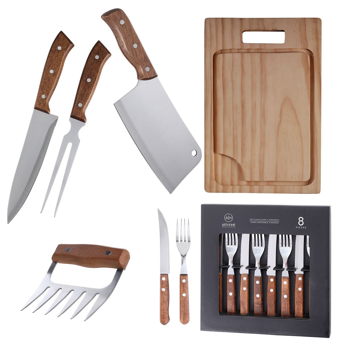 ARTHOME - Set Parrilla 13 Piezas Acero Inoxidable Arthome PAR24