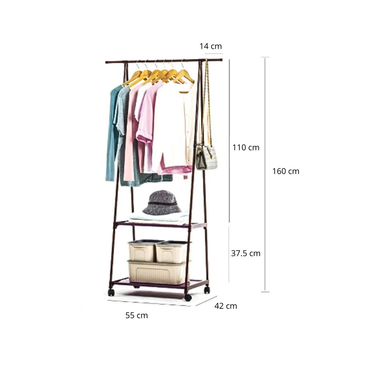 GENERICO - Perchero Multifuncional Organizador Ropa Zapatos Accesorios Negro