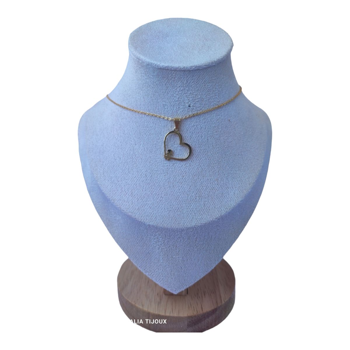 GENERICO - Collar corazón niña de plata 925 bañado en oro 18 k