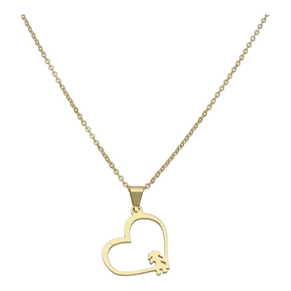 GENERICO - Collar corazón niña de plata 925 bañado en oro 18 k