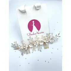 DULCENOVIA - Tocado de novia Media Corona para el cabello Hortencia