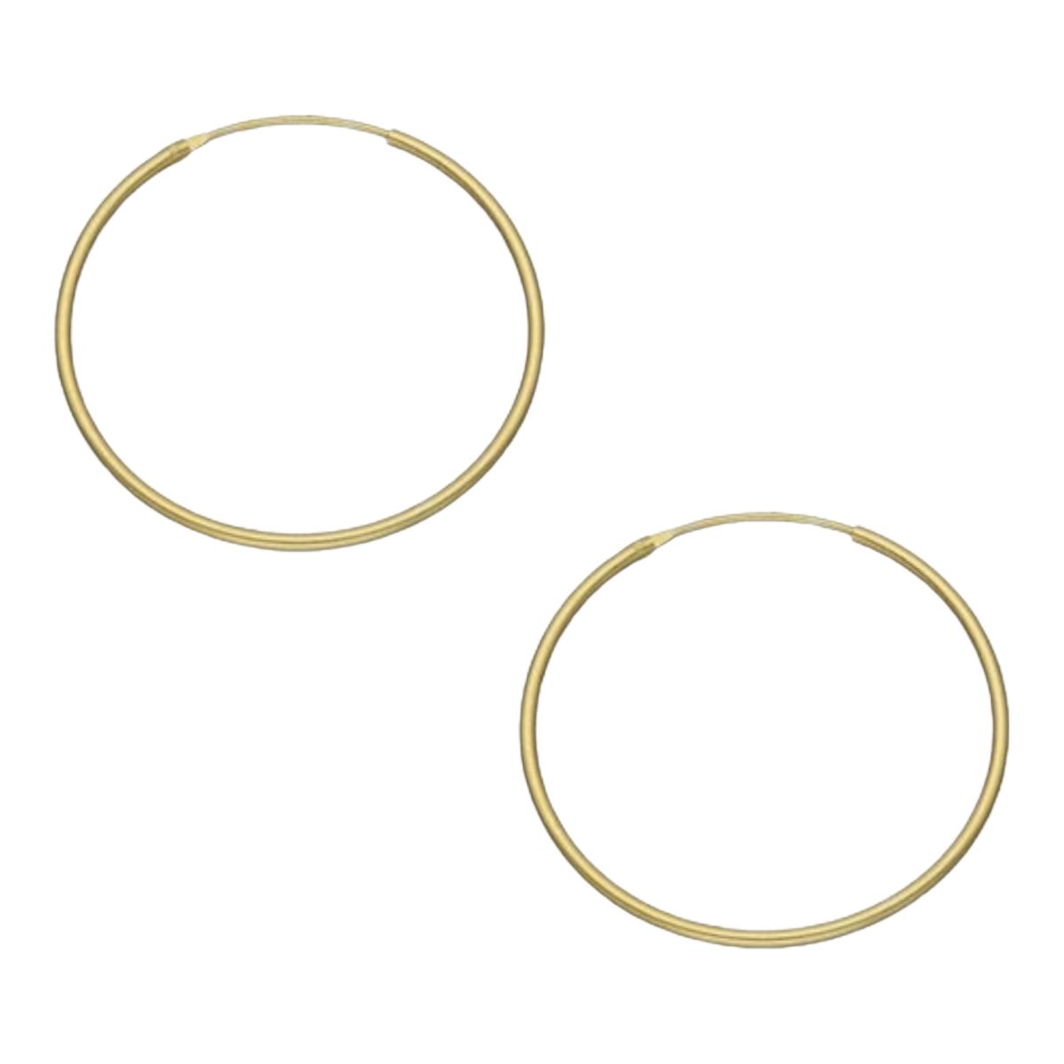 GENERICO - Aros argolla lisa 50 mm de plata 925 bañadas en oro de 18 k