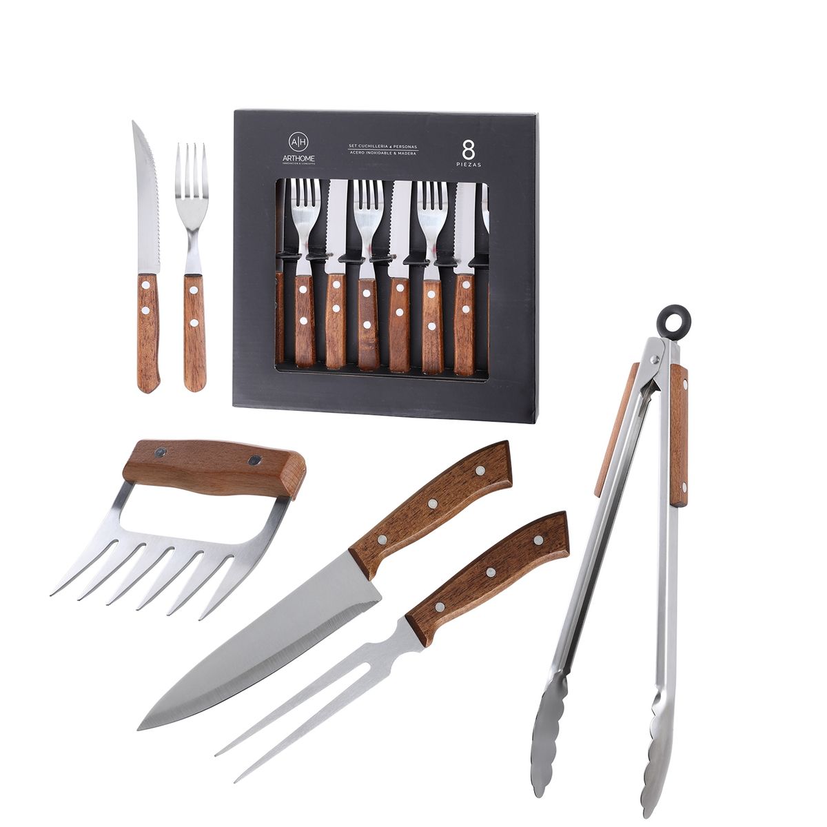 ARTHOME - Set Parrilla 12 Piezas Acero Inoxidable Arthome PAR38