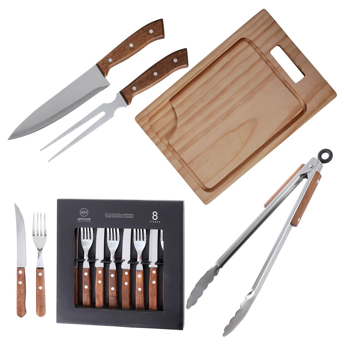 ARTHOME - Set Parrilla 12 Piezas Acero Inoxidable Arthome PAR40