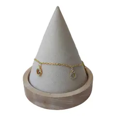 GENERICO - Tobillera karma circones corona de plata 925 bañada en oro de 18 k