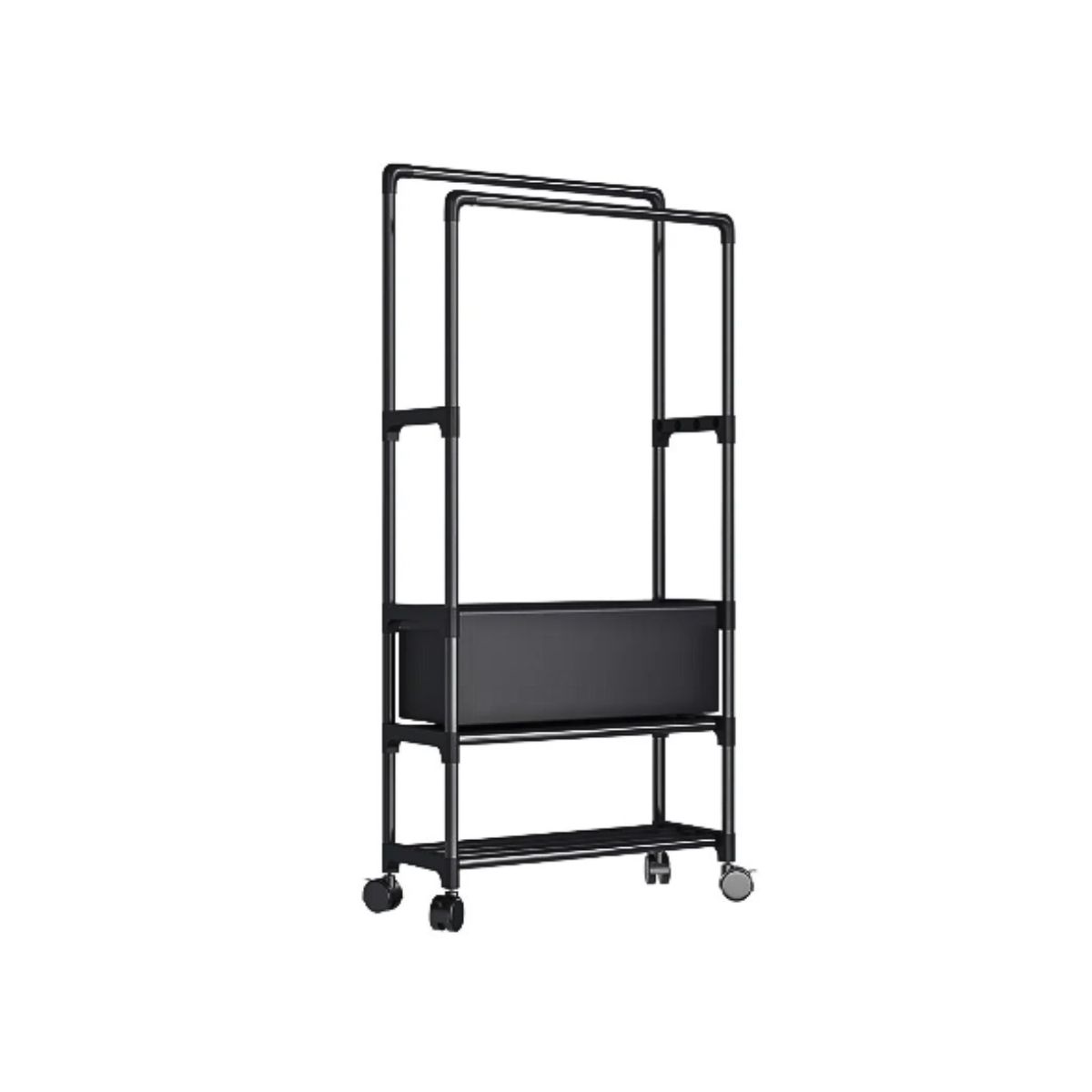 GENERICO - Perchero Multifuncional Organizador Ropa Zapatos Barra Doble Negro