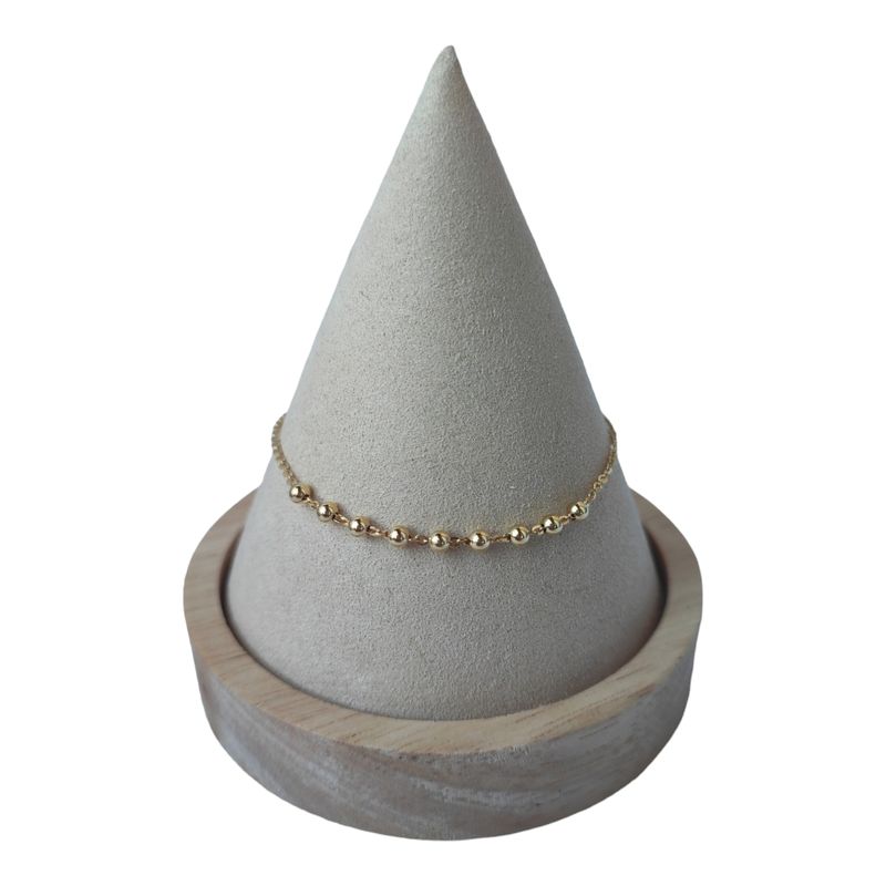 GENERICO - Pulsera tradicional esferas de plata 925 bañada en oro de 18 k