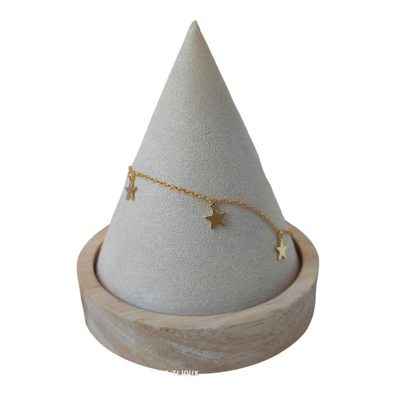 GENERICO - Tobillera estrellas de plata 925 bañada en oro de 18 k