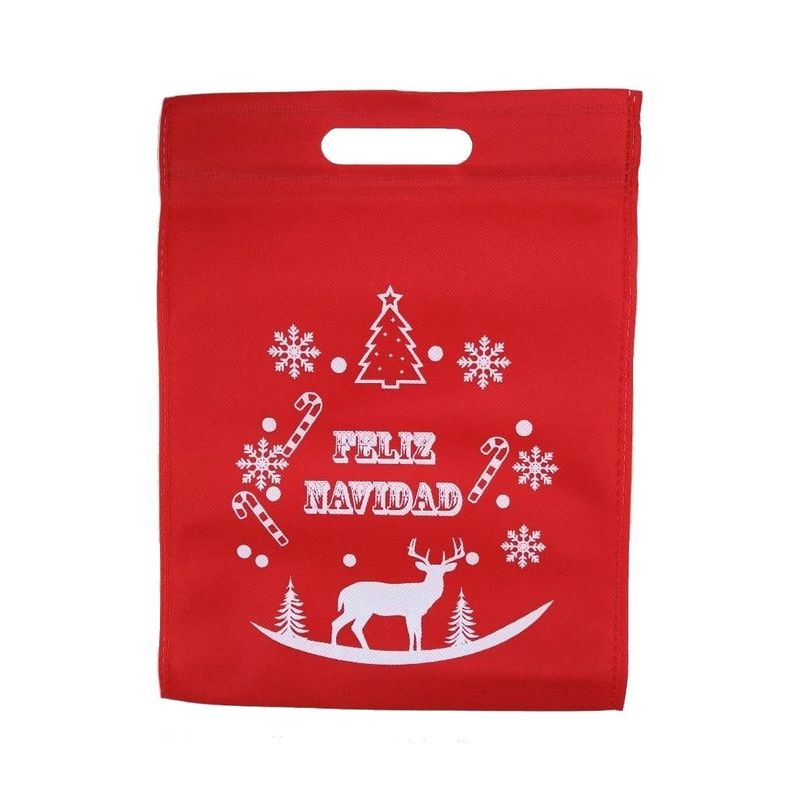 GENERICO - Pack 24 Bolsas Planas Ecologicas Feliz Navidad 34x44 Cm