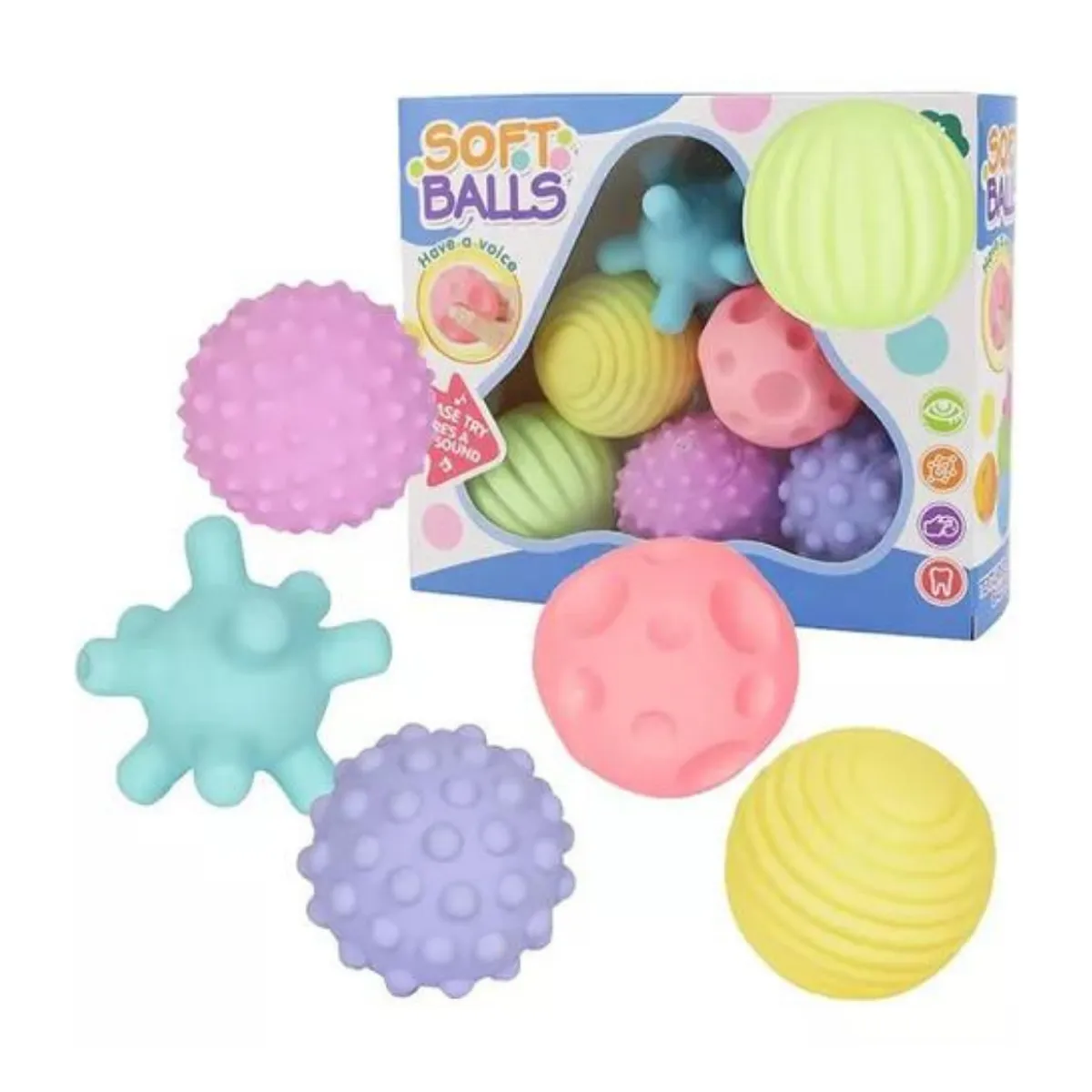 GENERICO - Soft Balls 6 Pelotas Sensoriales Texturizadas Para Bebes