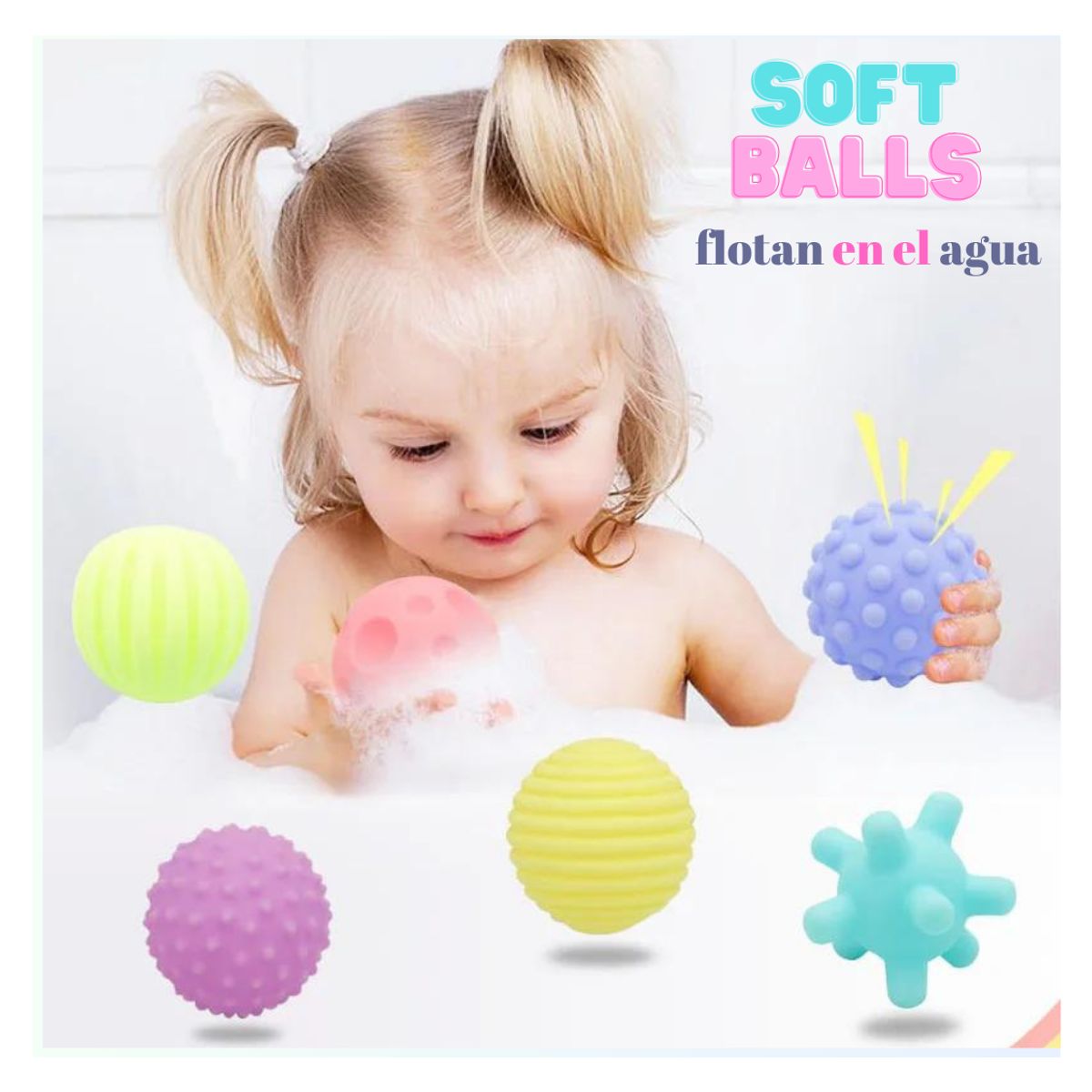 GENERICO - Soft Balls 6 Pelotas Sensoriales Texturizadas Para Bebes