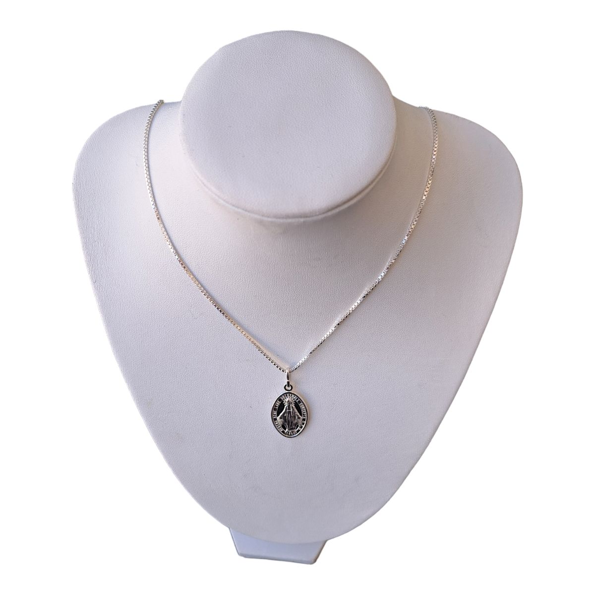 GENERICO - Virgen De Los Rayos Plata Medalla Grande con Cadena 45 Cm Mujer