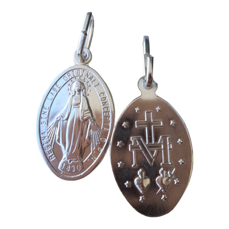 GENERICO - Virgen De Los Rayos Plata Medalla grande con Cadena 60 Cm hombre.