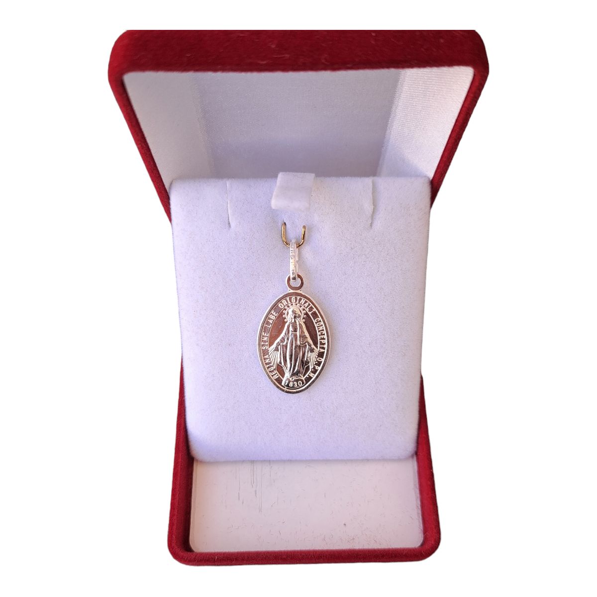 GENERICO - Virgen De Los Rayos Plata Medalla grande con Cadena 60 Cm hombre.