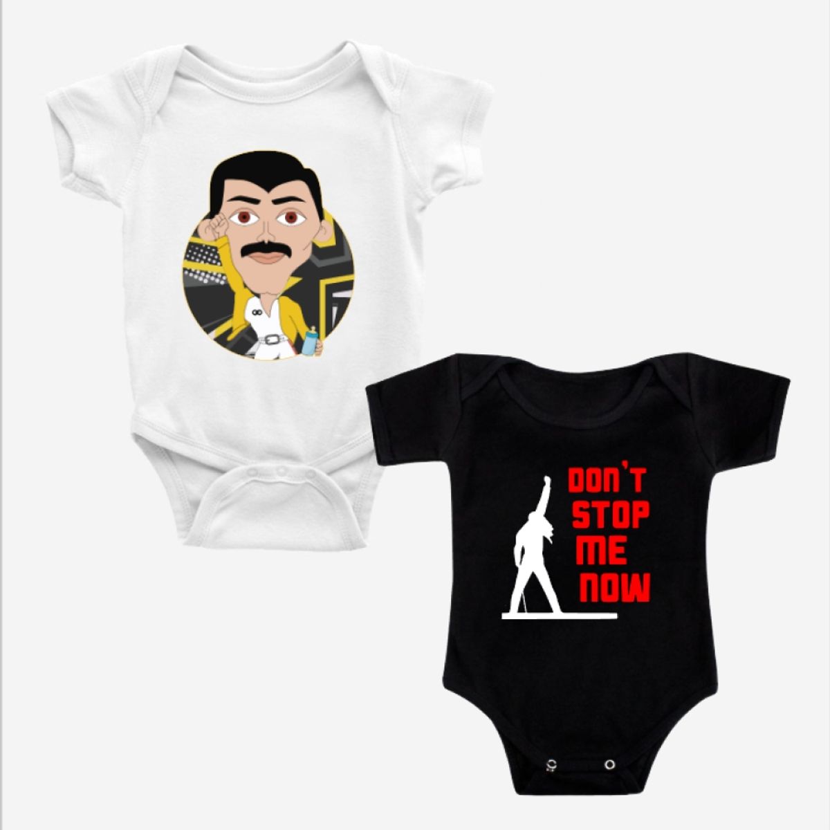 GENERICO - Set 2 Body Rock Bebé Pilucho Freddy Mercury Queen 2 Pack Rockero