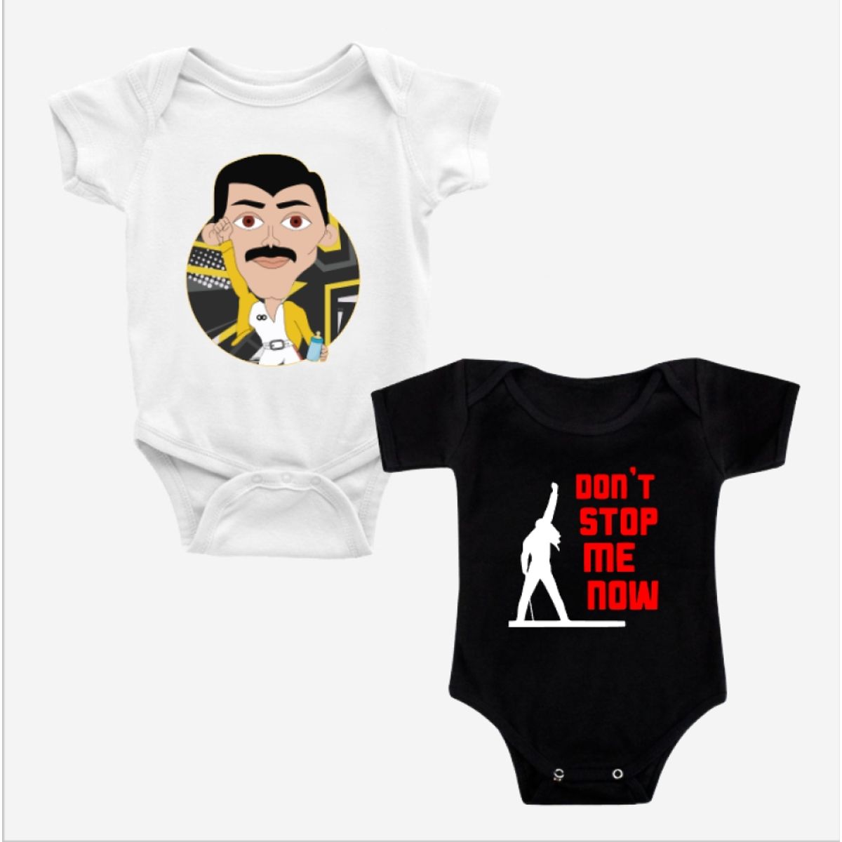 GENERICO - Set 2 Body Rock Bebé Pilucho Freddy Mercury Queen 2 Pack Rockero