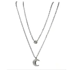 GENERICO - Collar Doble Punto de Luz y Luna microcircones Plata 925
