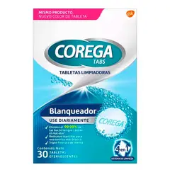 COREGA - Tabletas Limpiadoras Blanqueadoras 30 Tabs