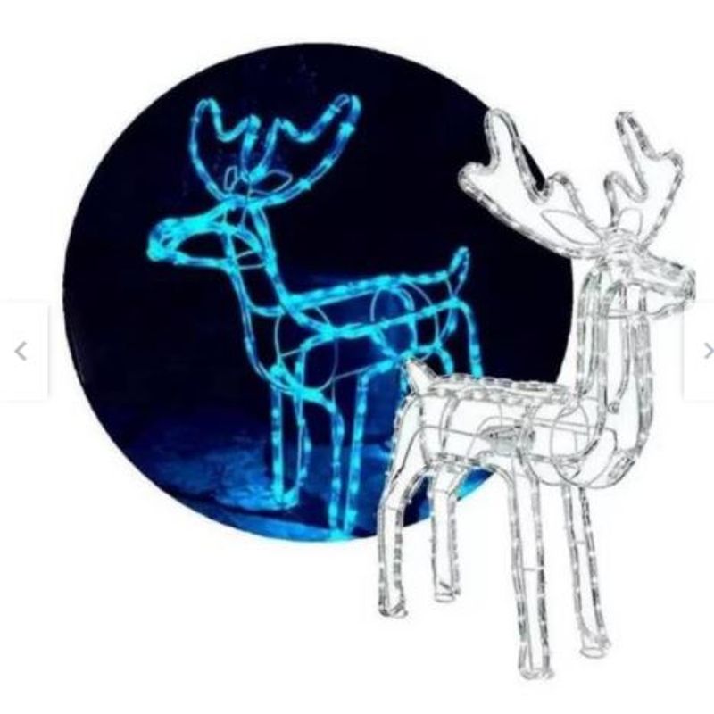 GENERICO - Reno Navidad Decoracion - Ciervo Navideño Luz LED SOLAR AZUL120cm