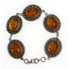 TAETHAI - Pulsera plata envejecida 925 y Ámbar