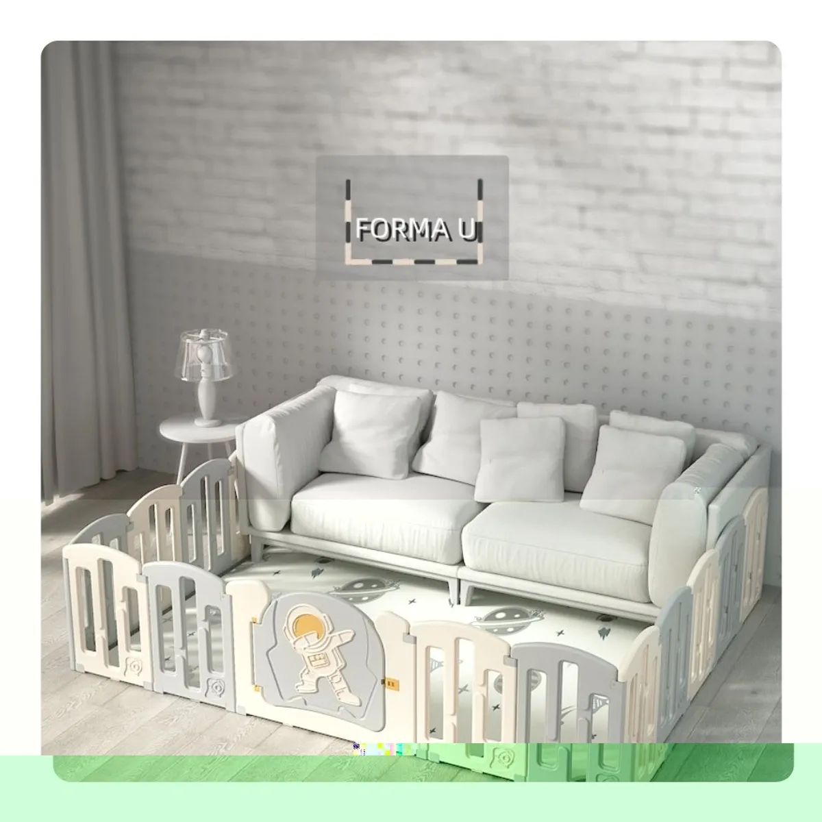 BABYLUNA - Corral Bebé 160CM con Alfombra Tobogán Aro y Caballo