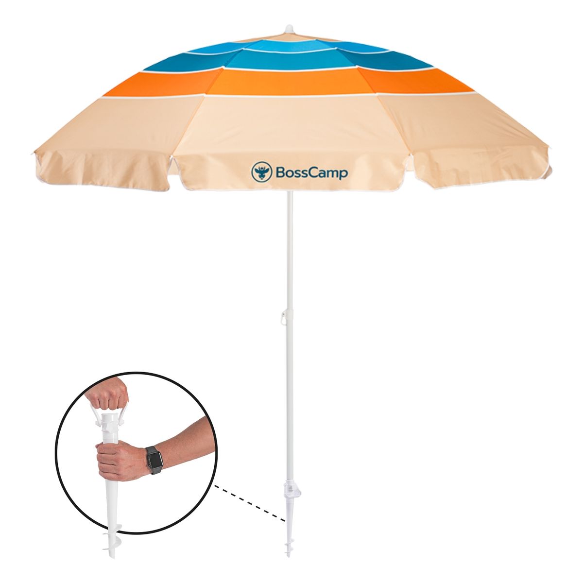 BOSSCAMP - Quitasol Sombrilla Playa Grande 2,5 m UV+50 Quintay Sol Bosscamp