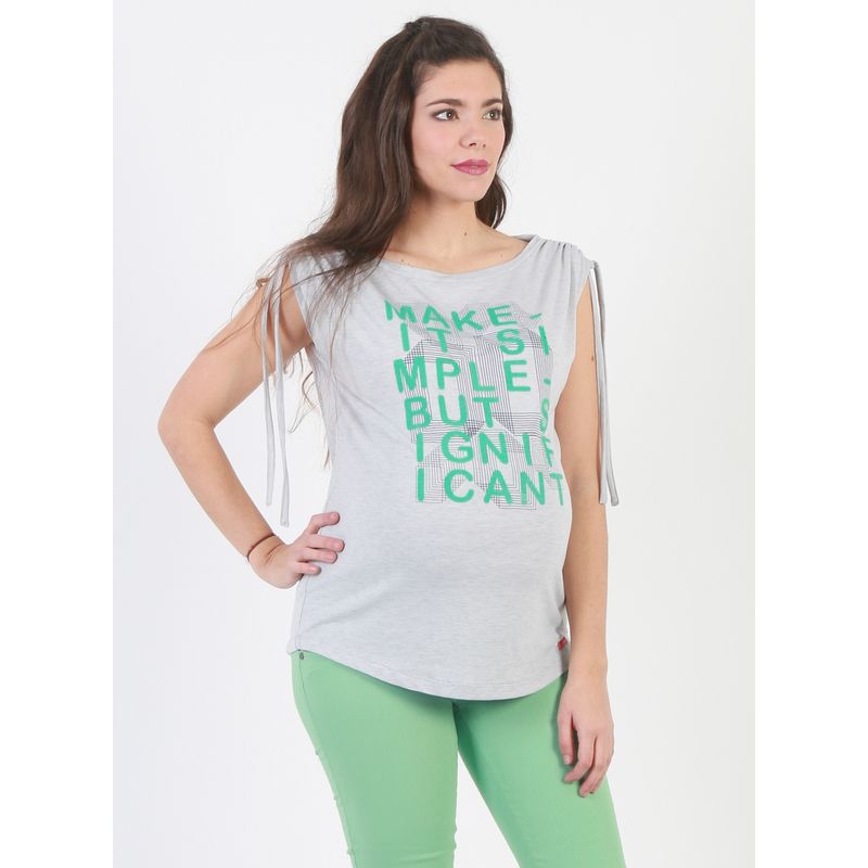OHMA BARCELONA - Polera maternal gris con hombro ajustable