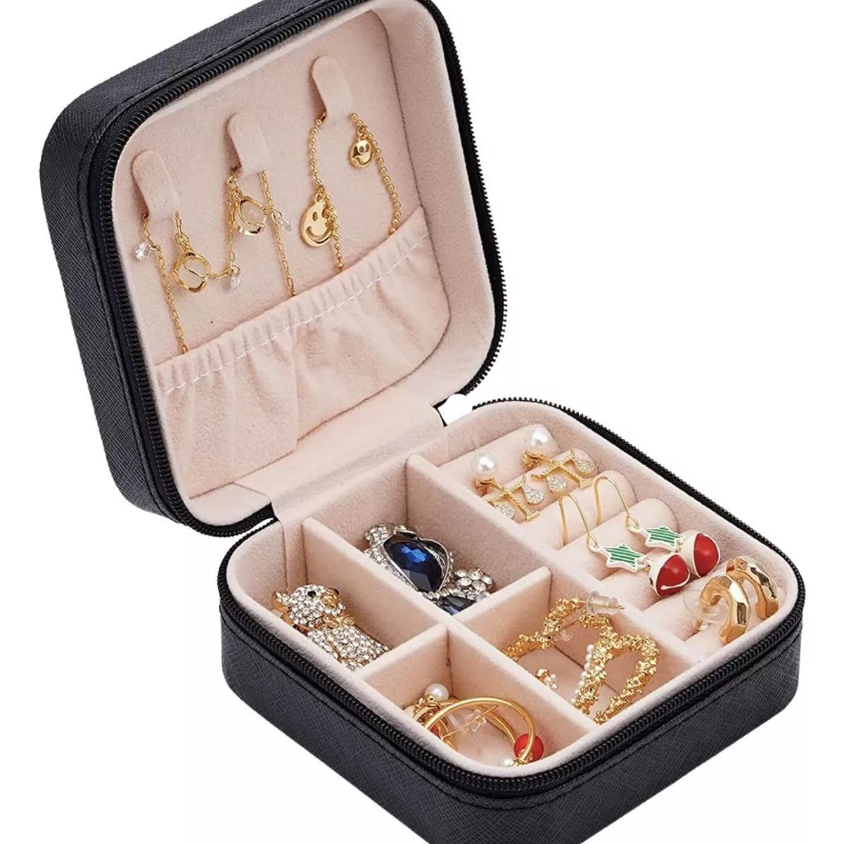 GENERICO - Organizador De Joyas Joyero De Cuerina Collar Anillos negro