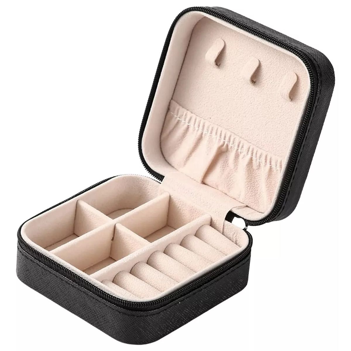 GENERICO - Organizador De Joyas Joyero De Cuerina Collar Anillos negro