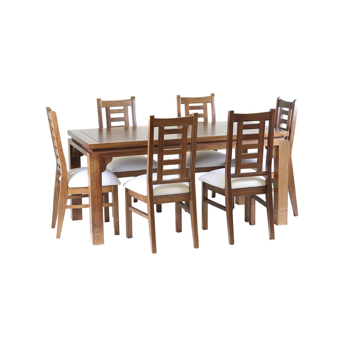 MUEBLES AMERICA - Comedor Nacional Leyda 6 sillas Color Nogal Tapiz Crudo