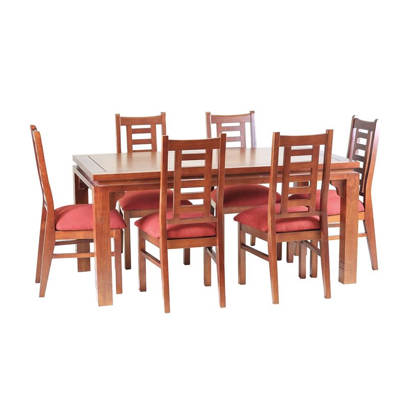 MUEBLES AMERICA - Comedor Naciona Leyda 6 sillas Color Rauli Tapiz Terracota